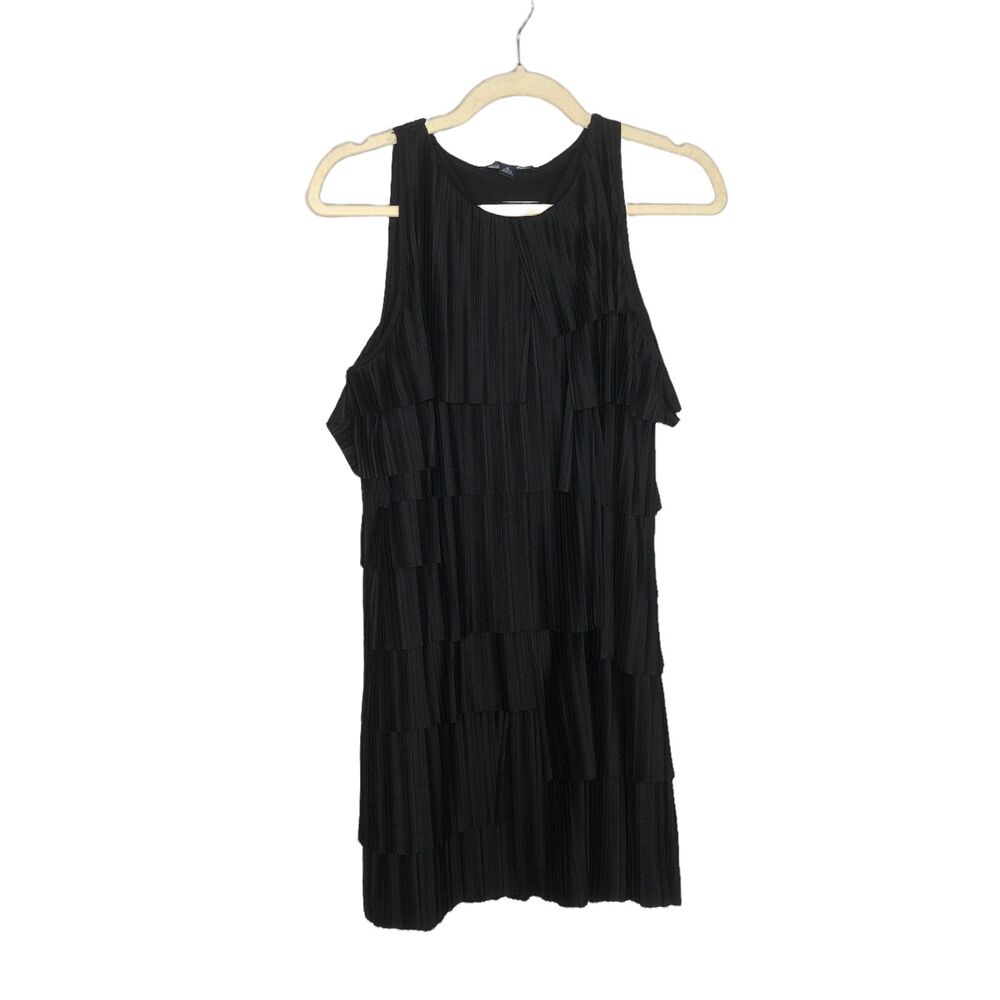 Banana Republic Dress Womens Medium Black Sleeveless Flounce Flapper 20s Gatsby